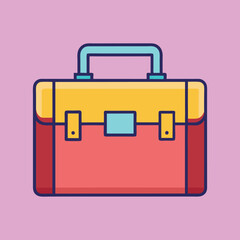 Retro toolbox vector illustration with a teal handle isolated on a pink background illustration