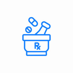 mortar and pestle with tablets or capsules icon sign vector