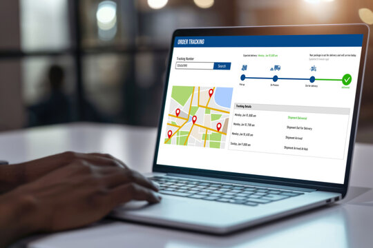 Delivery tracking system for e-commerce and brisk online business to timely goods transportation and delivery