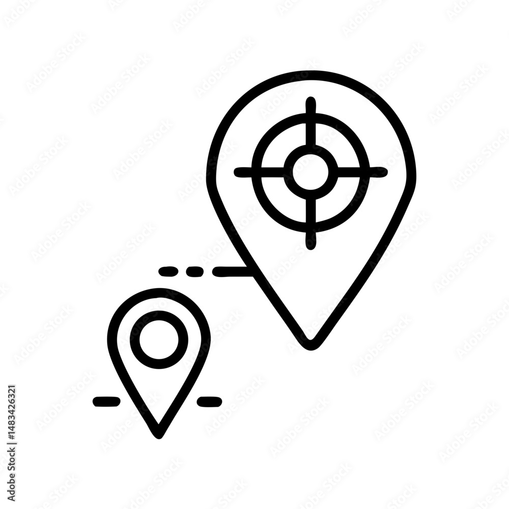 Poster Target Locator with Pin Icon Representing Destination Marking, Location Accuracy, and Navigation Precision