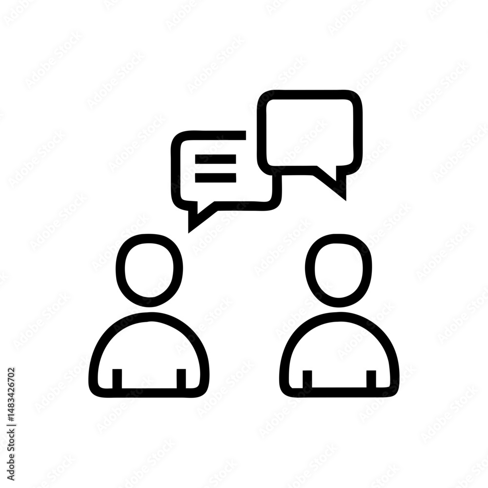 Poster Team Communication Icon Representing Collaborative Dialogue, Group Interaction, and Workplace Information Exchange