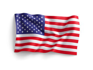 Fototapeta premium Waving USA flag isolated on white