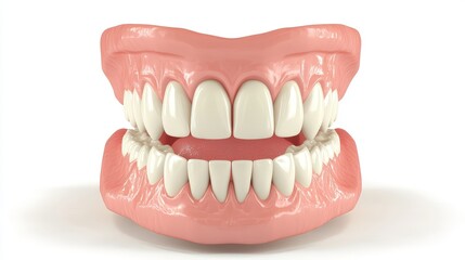 Obraz premium 3D rendering of a complete dental prosthesis.