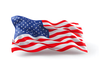 Obraz premium Waving USA flag isolated on white