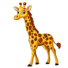 Obraz premium Happy cartoon giraffe in bright colors. PNG image, transparent background