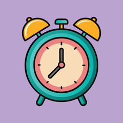 Illustration of a vintage alarm clock on a light purple background