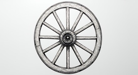 Fototapeta premium Wagon wheel drawing illustration