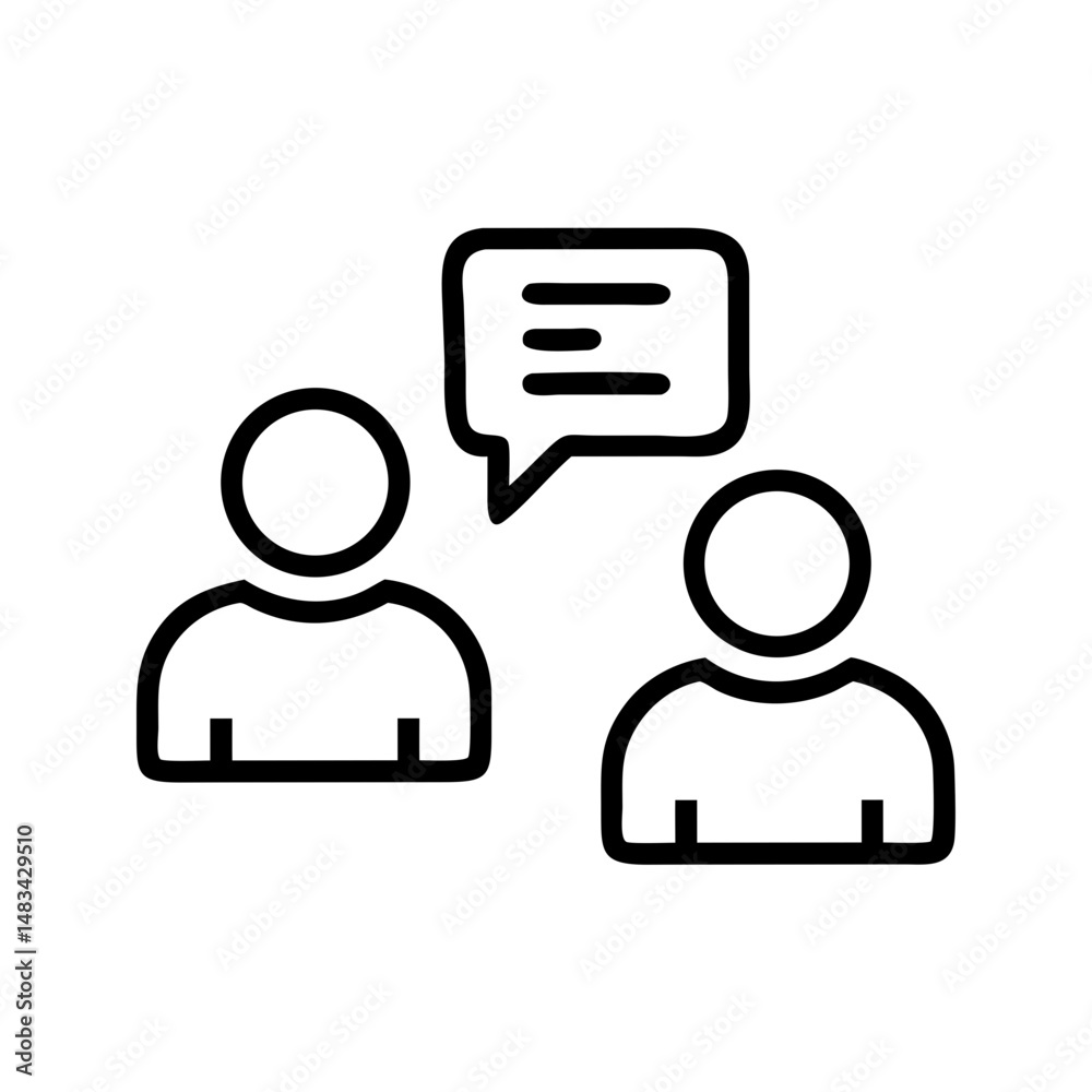 Poster two users messaging icon representing online communication, chat interaction, and social conversatio