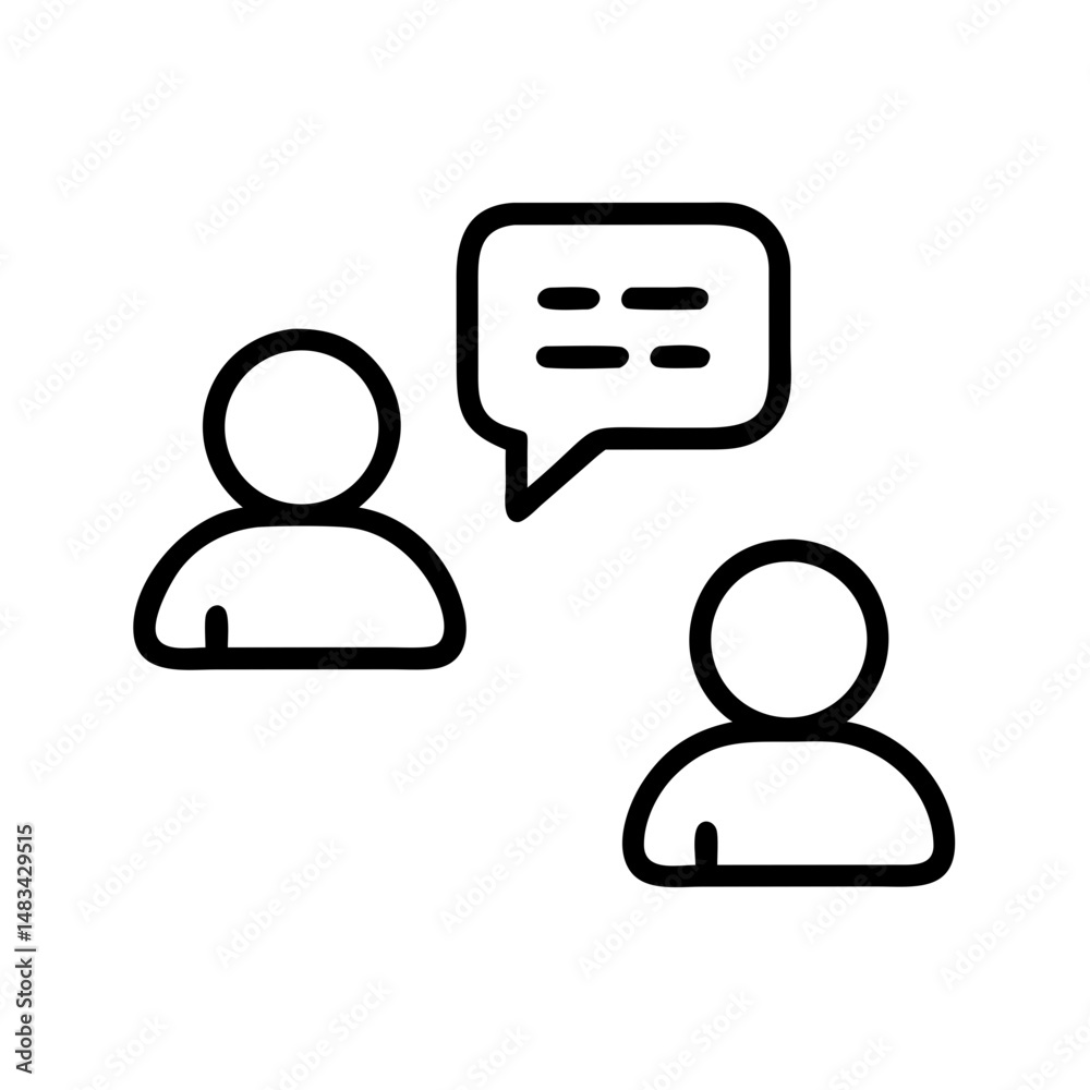 Poster two users messaging icon representing online communication, chat interaction, and social conversatio