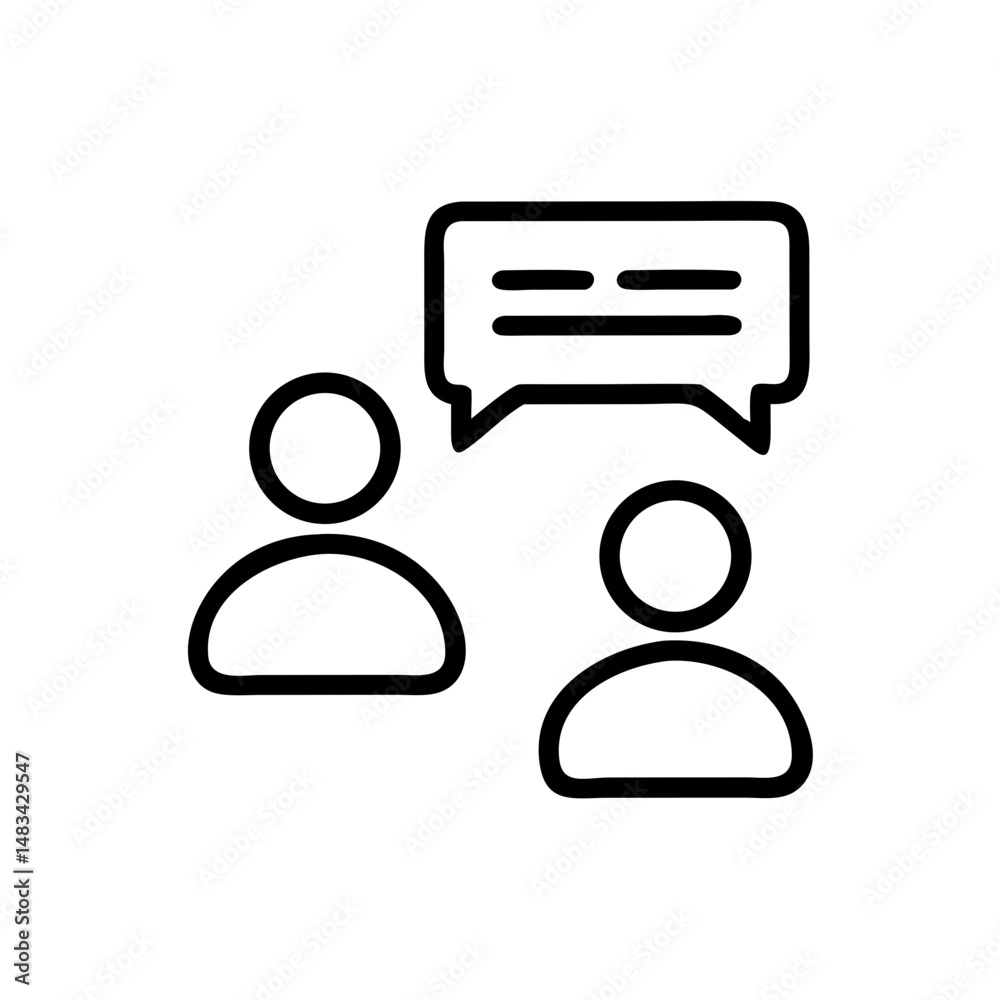 Poster Two Users Messaging Icon Representing Online Communication, Chat Interaction, and Social Conversation Exchange