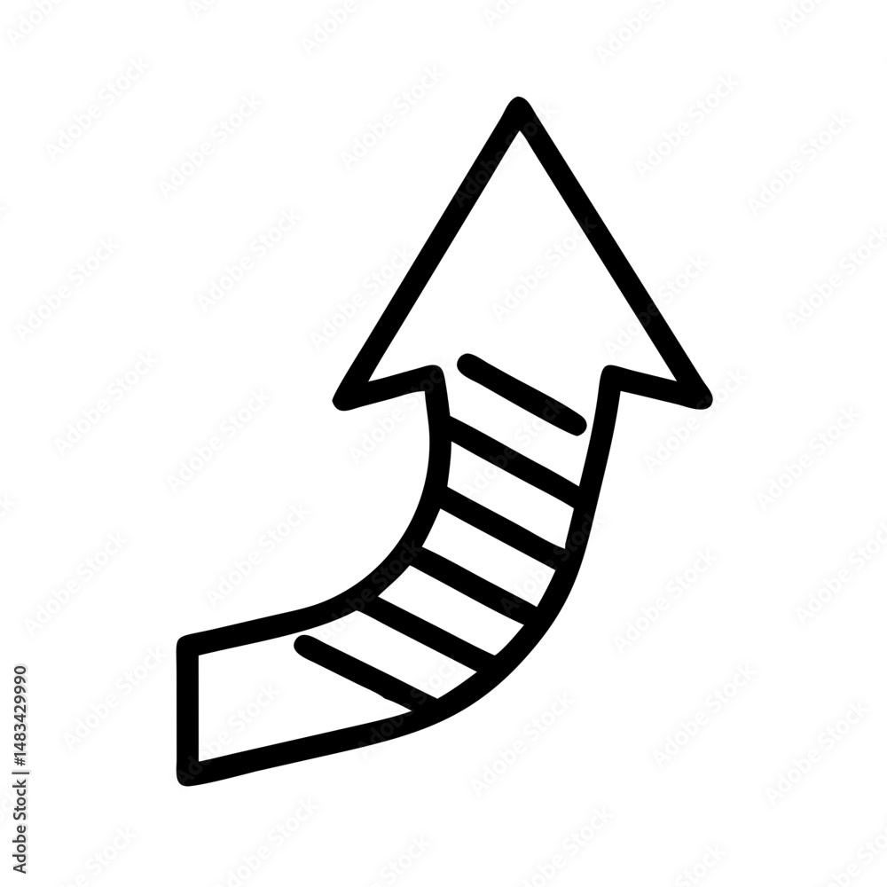 Poster Upward Slanted Navigation Arrow Icon Representing Directional Movement, Forward Progress, and User Interface Guidance