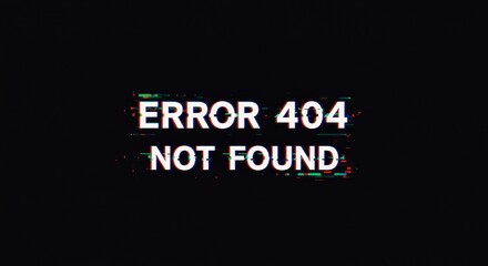 Obraz premium Digital disruption error message: 404 not found with glitch effect