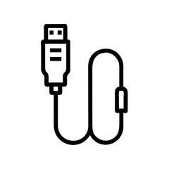 Fototapeta premium USB Cable with Connector Icon Representing Data Transfer Cord, Charging Cable, and Peripheral Device Interface