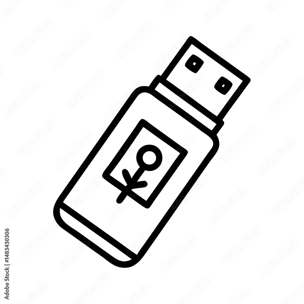 Poster USB Flash Drive Icon Representing Portable Storage Device, Data Transfer, and External Memory Solution