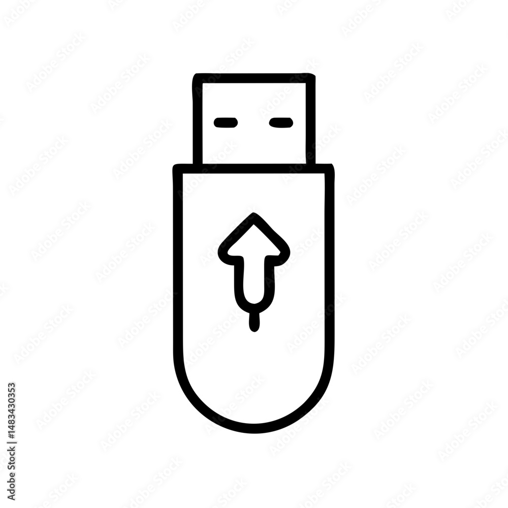 Poster USB Flash Drive Icon Representing Portable Storage Device, Data Transfer, and External Memory Solution