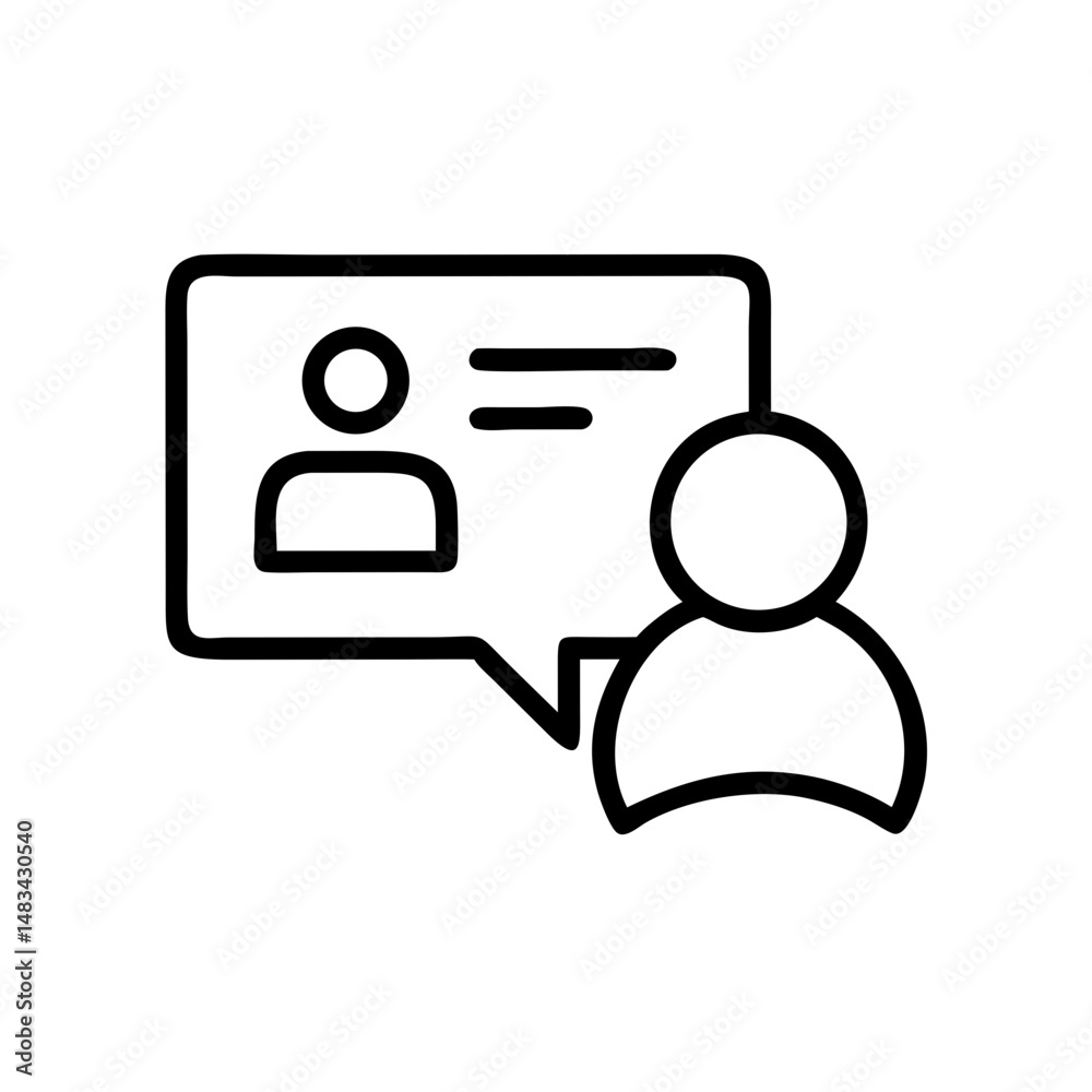 Poster User Profile with Chat Icon Representing Online Communication, Messaging Interaction, and Digital User Identity