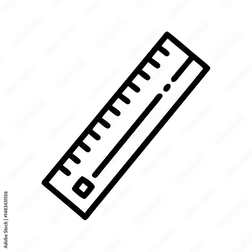 Poster Vertical Ruler Icon Representing Measurement Tool, Length Indicator, and Precision Scale for Design and Construction
