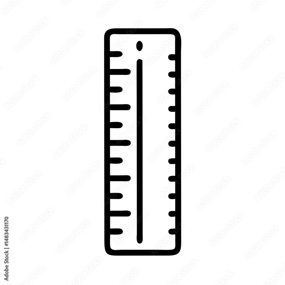 Poster Vertical Ruler Icon Representing Measurement Tool, Length Indicator, and Precision Scale for Design and Construction