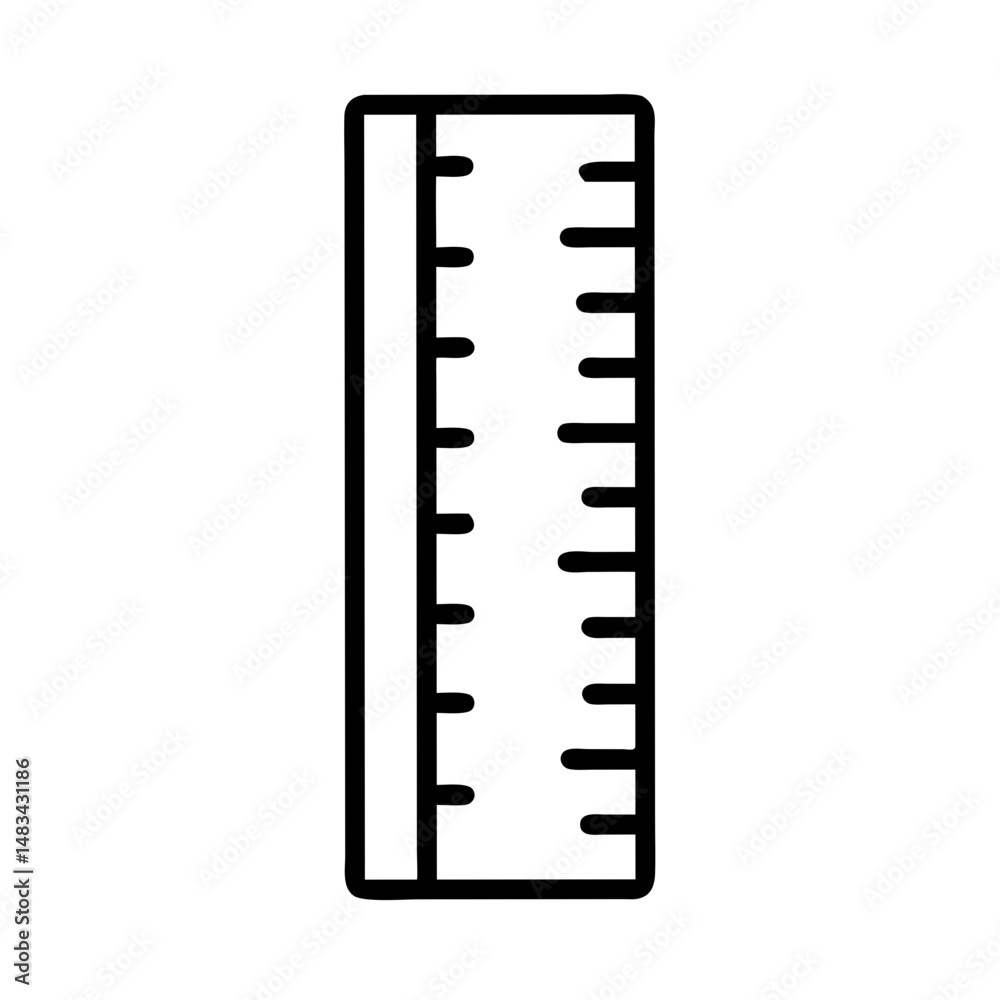 Poster Vertical Ruler Icon Representing Measurement Tool, Length Indicator, and Precision Scale for Design and Construction