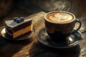 Warm coffee and cake