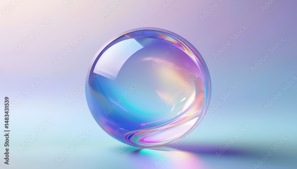 Poster iridescent soap bubble cluster on pastel background for abstract web design, print, branding, or dig