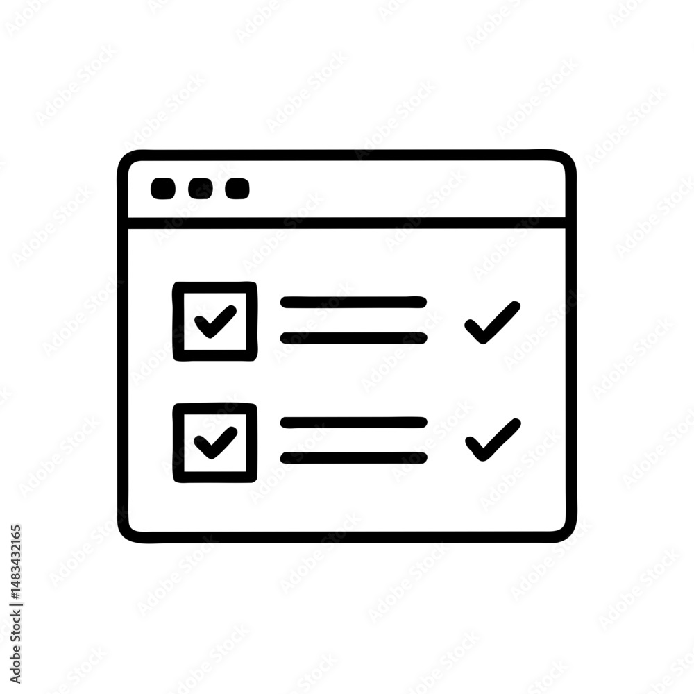 Poster webpage survey checklist icon representing online feedback form, user questionnaire, and digital eva