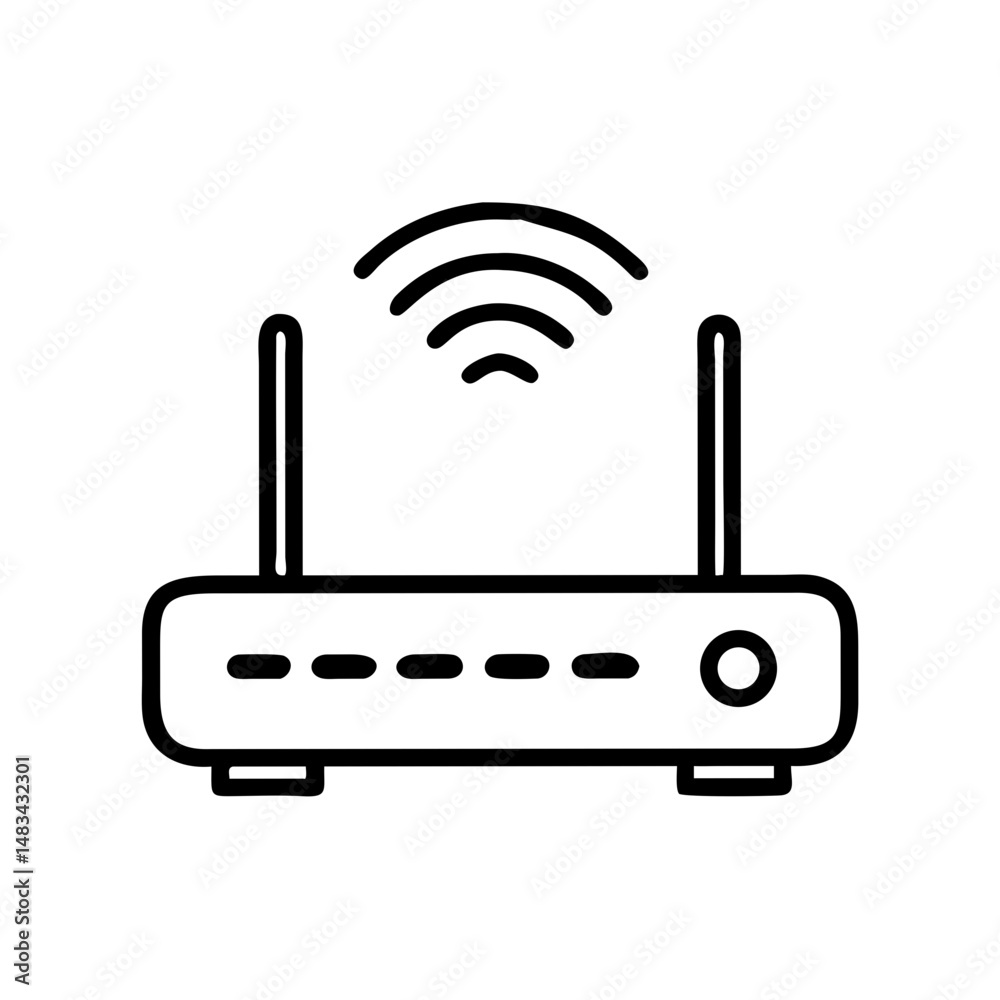 Poster Wi-Fi Router Icon Representing Office Network Connectivity and Wireless Internet Access Device