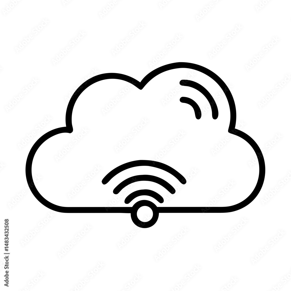 Poster Wireless Cloud Sync Icon Representing Data Synchronization, Online Backup, and Remote Storage Access