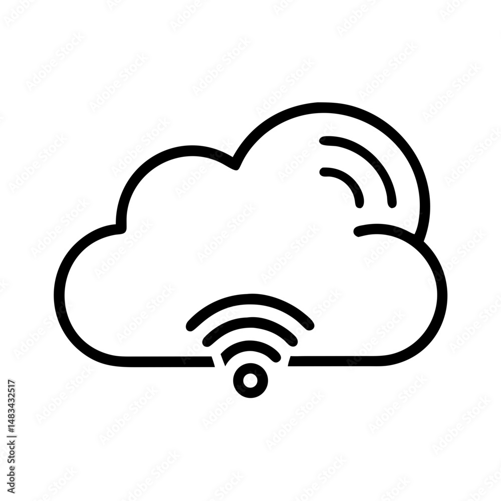 Poster Wireless Cloud Sync Icon Representing Data Synchronization, Online Backup, and Remote Storage Access
