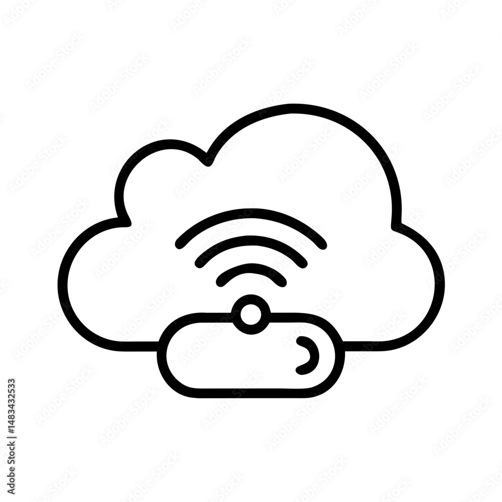 Poster Wireless Cloud Sync Icon Representing Data Synchronization, Online Backup, and Remote Storage Access