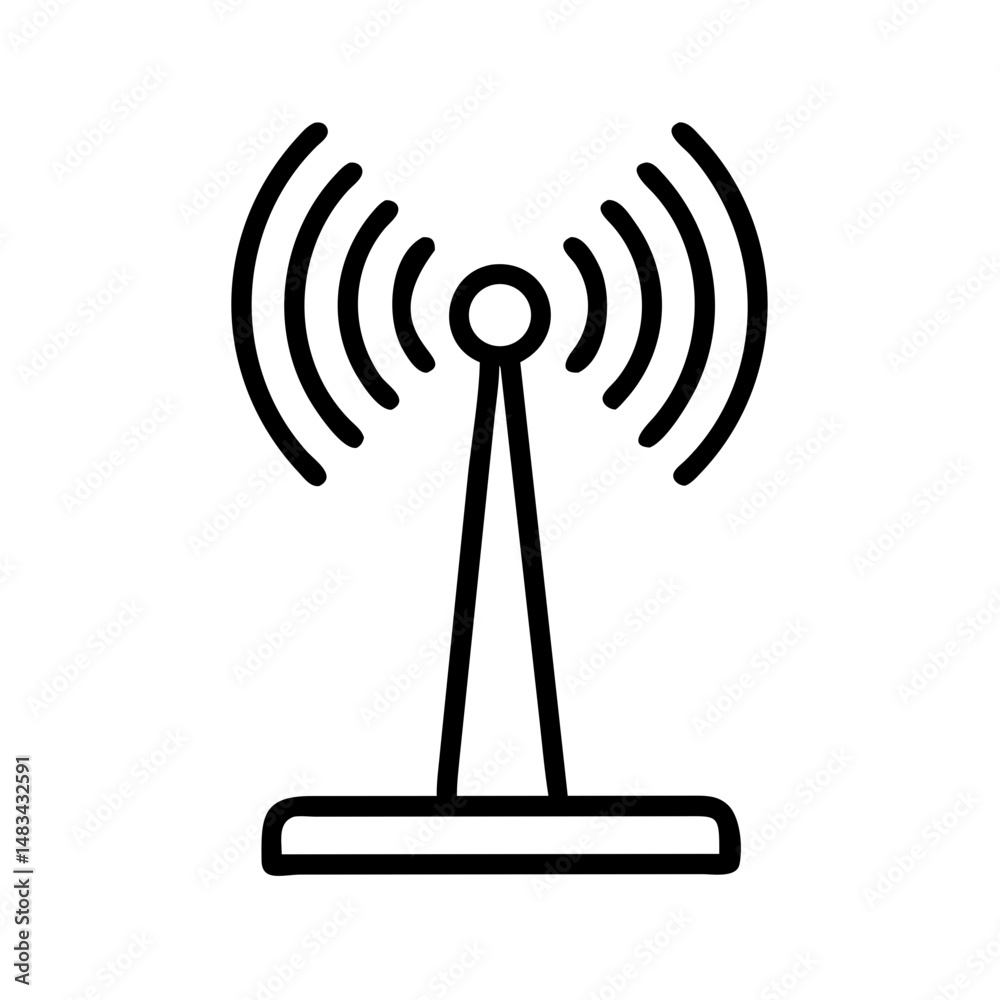 Poster Wireless Router Device Icon Representing Wi-Fi Signal Transmission and Internet Connectivity