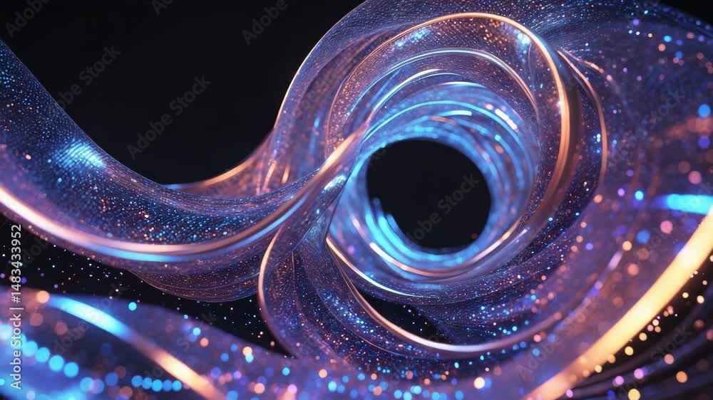 Poster technology background featuring abstract circular wave of particles with futuristic abstract waves, 