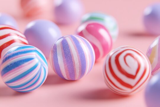 Pastel Marble Spheres on Soft Pink Background &ndash; Abstract Minimal 3D Design for Decor and Branding  
