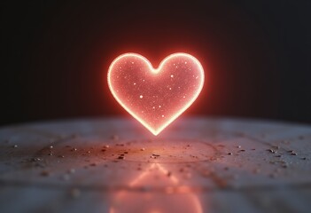 Fototapeta premium Glowing Digital Valentine, Futuristic Love Note
