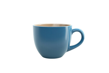 Ceramic coffee mug blue color isolated on black background