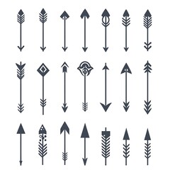 Assorted Arrow Vectors: Graphic Element Designs in Minimalist Style for Art, Decoration, and Symbolism Projects.