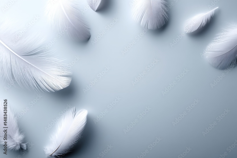 Poster scattered down feathers create a soft and inviting background with ample space for text or design el
