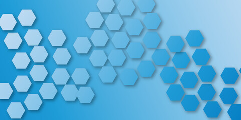 Abstract geometric light blue color hexagon shape technology digital hi tech concept background.