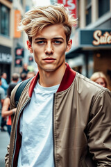 Obraz premium Stylish Young Man in Urban Setting