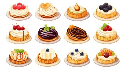 Collection of Korean desserts cartoon vector illustrations for culinary projects