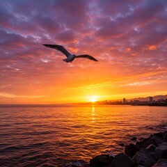 Sunset's Embrace AI Generated