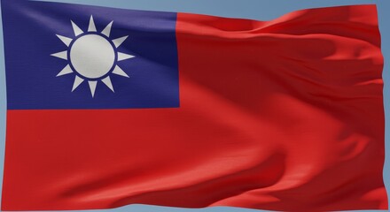 Majestic Taiwanese flag waving in the wind symbolizing national identity