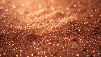 Sparkling Copper Sand Texture Background with Golden Glitter and Glimmering Particles Creating a Luxurious and Festive Atmosphere for Celebrations and Decorative Purposes