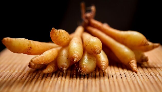 close-up of fresh fingerroot rhizomes, highlighting their texture and natural appearance