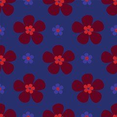 Elegant trendy vector ditsy floral seamless pattern design of beautiful abstract flowers and leaves. Foliage repeat texture background. Suitable for wallpaper, surface printing and textile