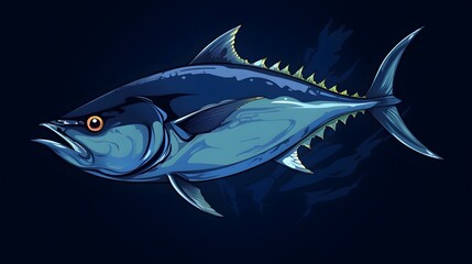 Fototapeta premium Detailed Tuna Silhouette Cartoon Vector Illustration Isolated for Designs