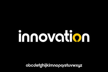 word of innovation . modern minimalist clean alphabet font. lowercase bold typography vector illustration design