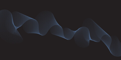 Abstract black background with multicolor wave, 3d render holographic iridescent neon curved wave in motion background, colored spiral on a dark background, gradient design element for banners.