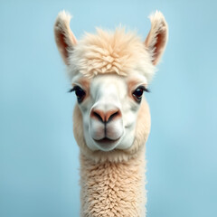 Adorable and cute alpaca with underbite