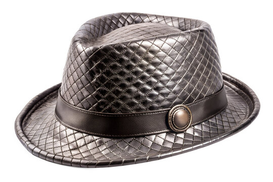 Sleek charcoal leather fedora perfect for casual or dressy occasions  